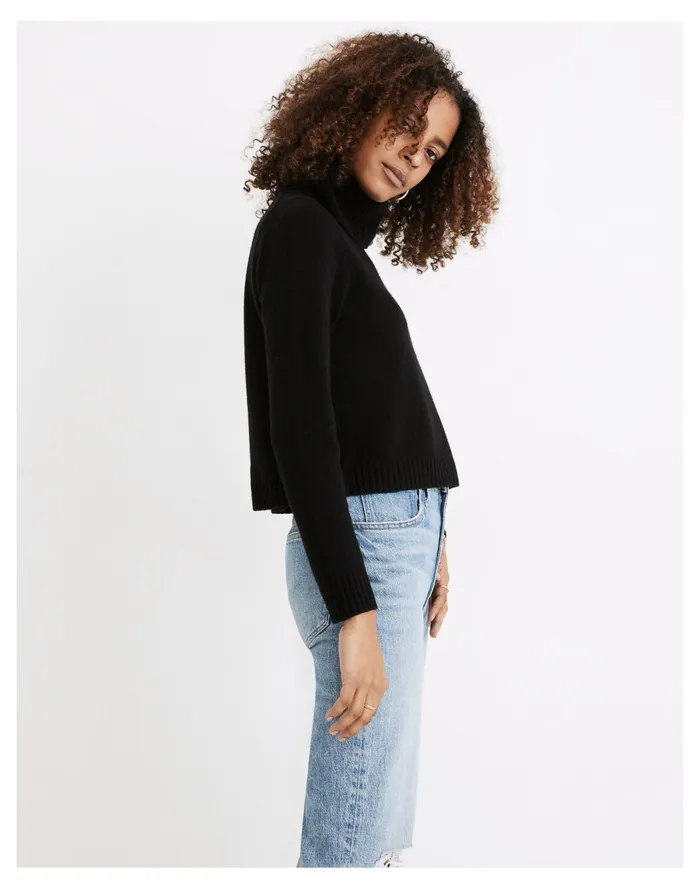 Women Resourced Cashmere Crop Turtleneck Sweater True Black Madewell Sweaters Women Resourced Cashmere Crop Turtleneck Sweater True Black Madewell Sweaters