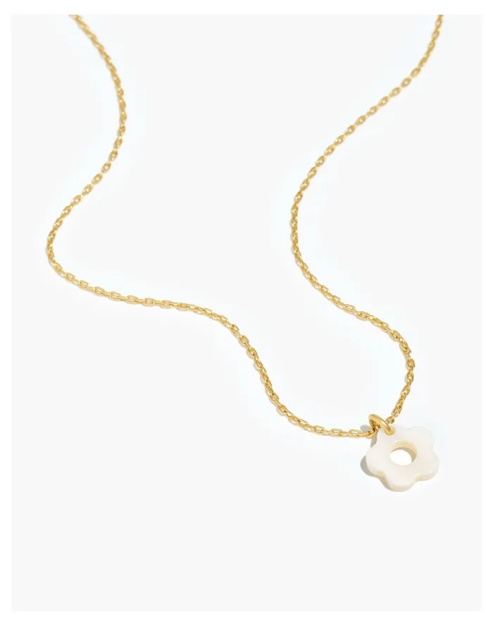 Women Retro Daisy Mother Of Pearl Pendant Necklace Vintage Gold Madewell Necklaces