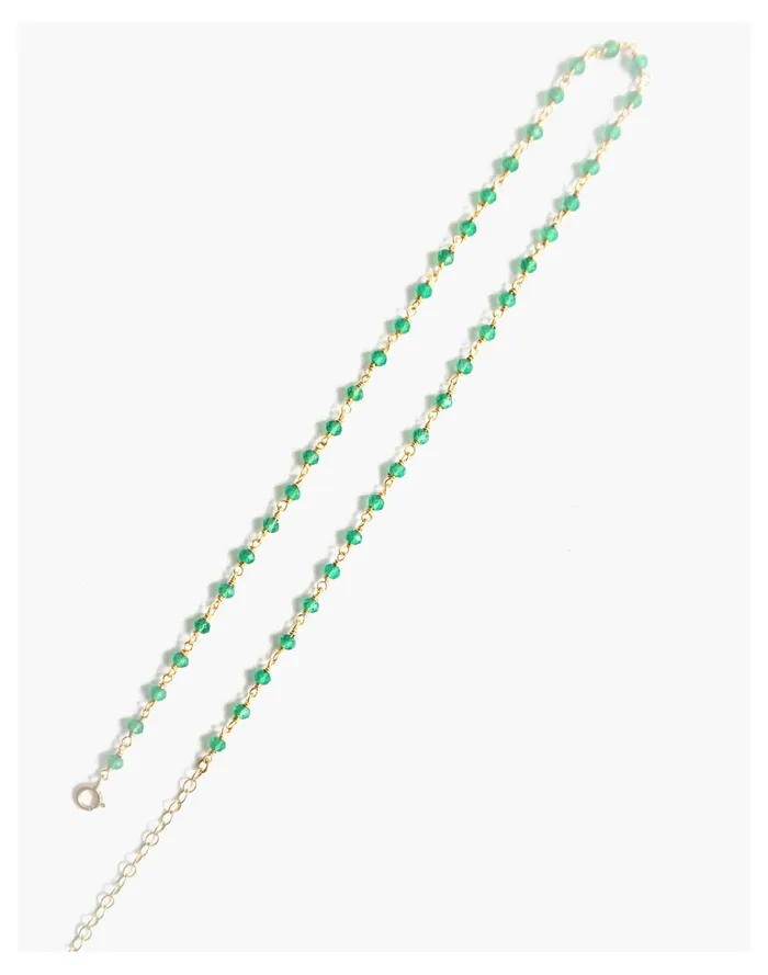 Women Seree Hannah Skinny Beaded Choker Necklace Green Madewell Necklaces