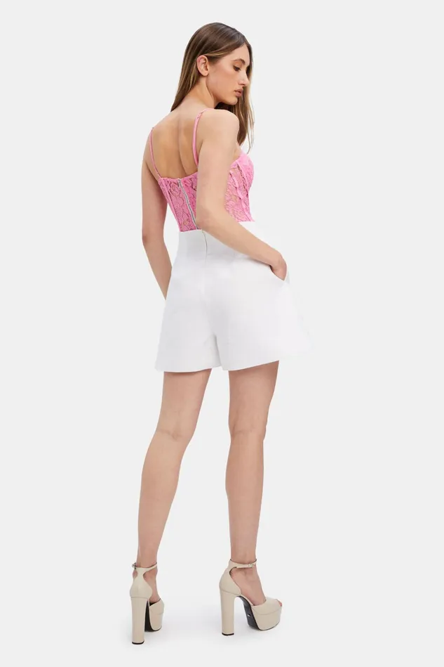 Women Shorts Bardot Iris High Waisted Short In Orchid White Orchid White Women Shorts Bardot Iris High Waisted Short In Orchid White Orchid White