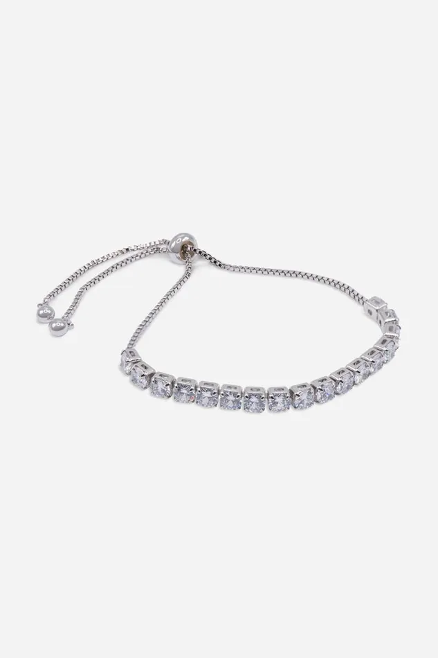Women Silver Adjustable Slider Tennis Bracelet Roman Jewellery