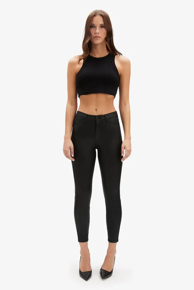 Women Skinny Jeans Bardot Khloe Crop Coated Jeans In Black Black Women Skinny Jeans Bardot Khloe Crop Coated Jeans In Black Black