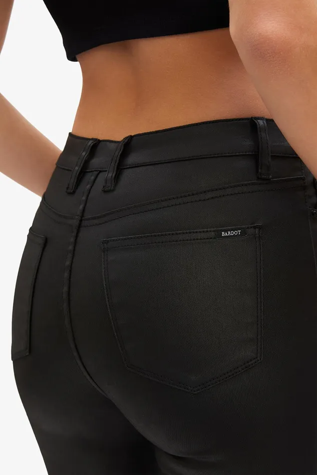 Women Skinny Jeans Bardot Khloe Crop Coated Jeans In Black Black Women Skinny Jeans Bardot Khloe Crop Coated Jeans In Black Black