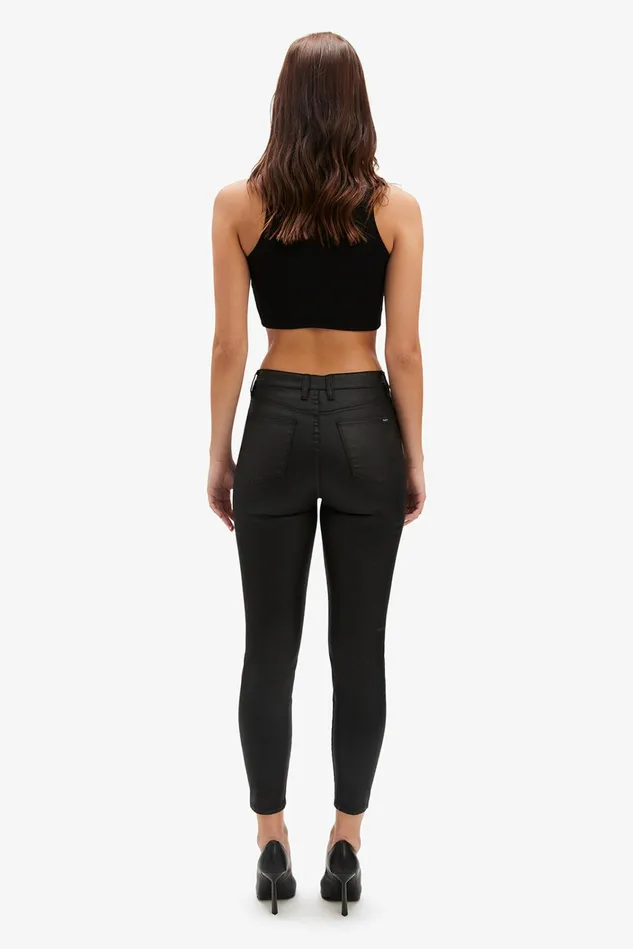 Women Skinny Jeans Bardot Khloe Crop Coated Jeans In Black Black Women Skinny Jeans Bardot Khloe Crop Coated Jeans In Black Black