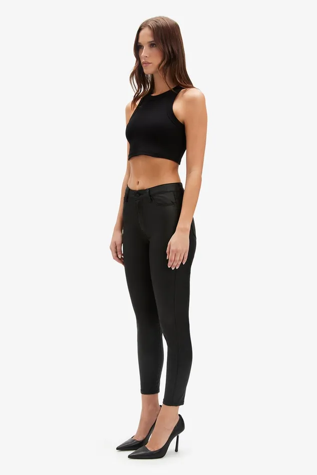 Women Skinny Jeans Bardot Khloe Crop Coated Jeans In Black Black Women Skinny Jeans Bardot Khloe Crop Coated Jeans In Black Black