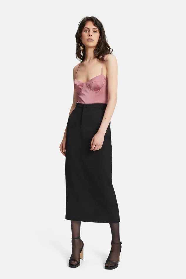 Women Skirts Bardot Tailored Midi Skirt In Black Black