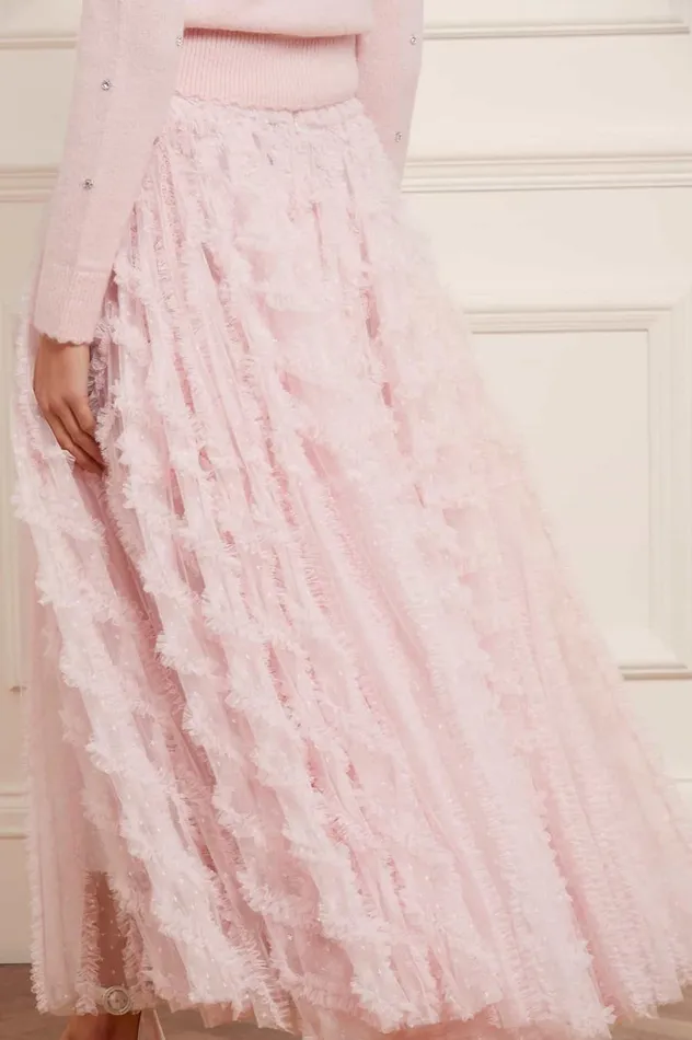 Women Skirts Needle and Thread Florence Ruffle Ankle Skirt Pink