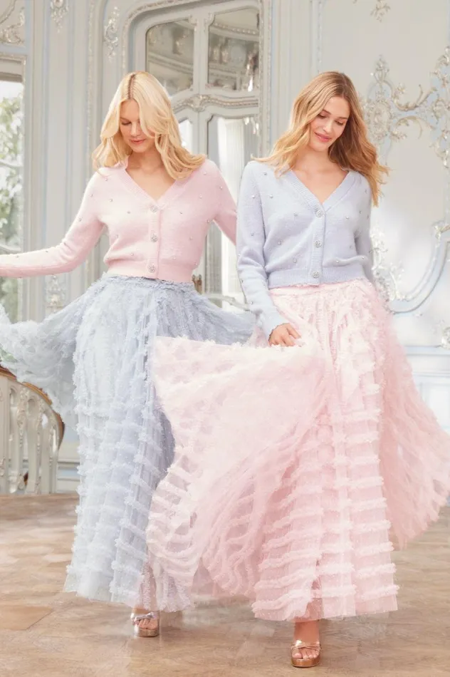 Women Skirts Needle and Thread Florence Ruffle Ankle Skirt Pink
