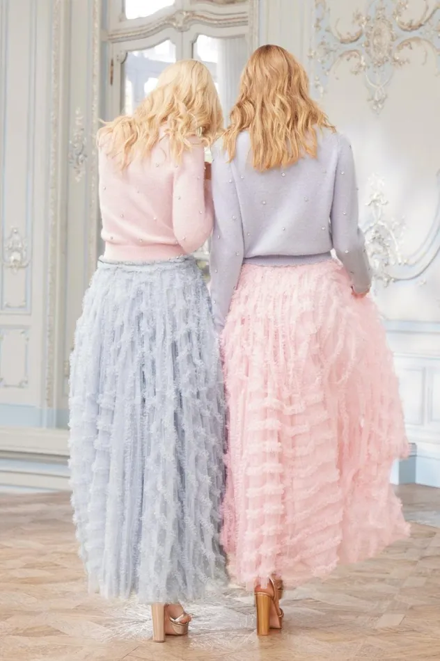 Women Skirts Needle and Thread Florence Ruffle Ankle Skirt Pink