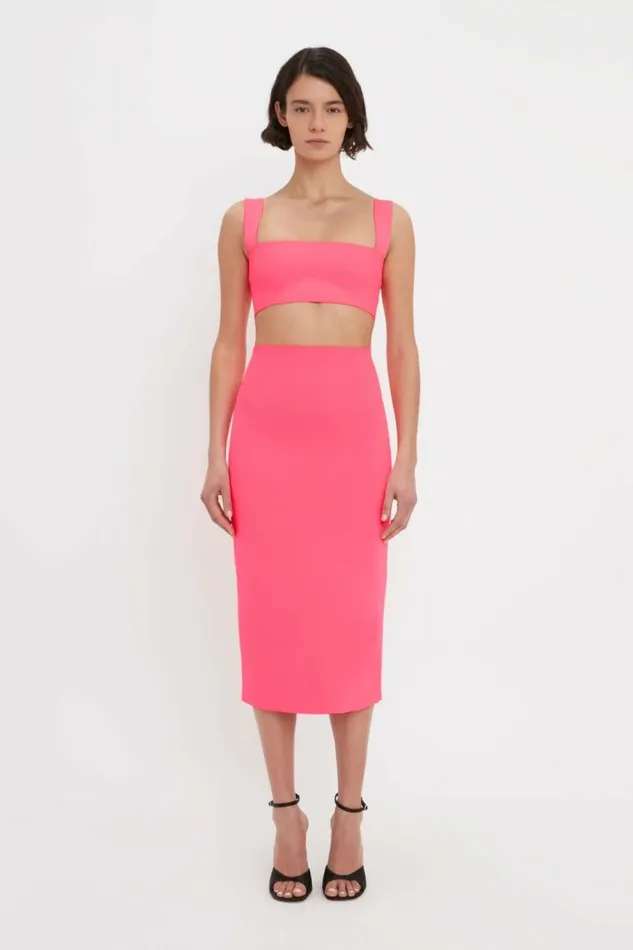Women Skirts Victoria Beckham VB Body Fitted Midi Skirt In Pink