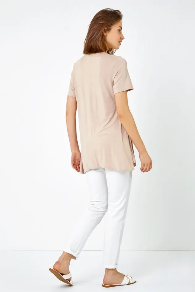 Women Stone Metallic Animal Print TShirt Roman Tops