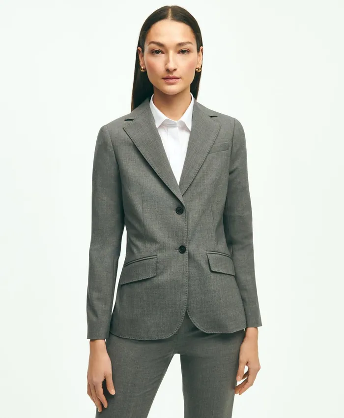 Women The Essential Brooks Brothers Stretch Wool Jacket Dark Grey Brooks Brothers Blazers