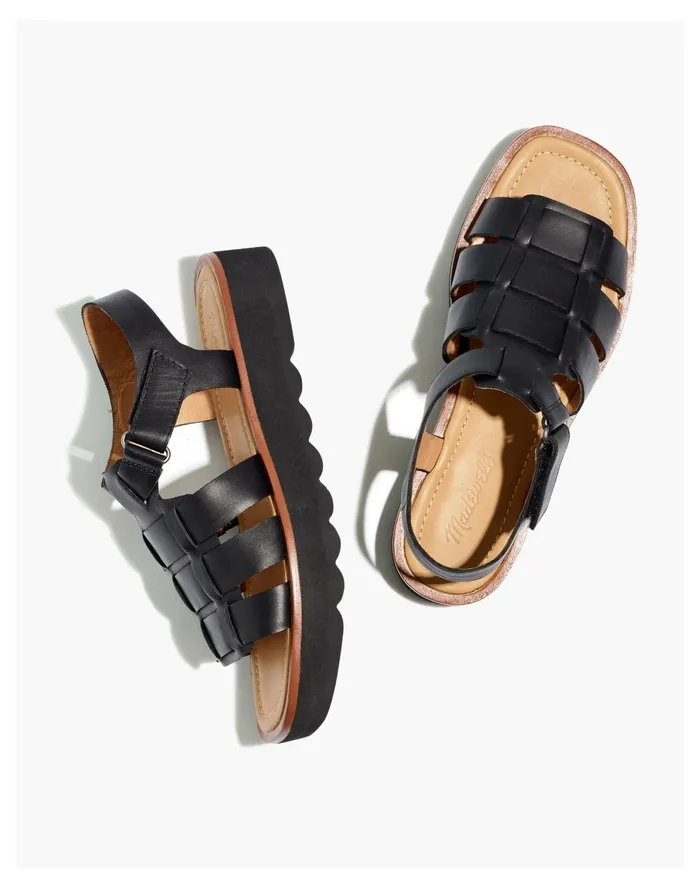 Women The Fisherman Flatform Sandal True Black Madewell Sandals