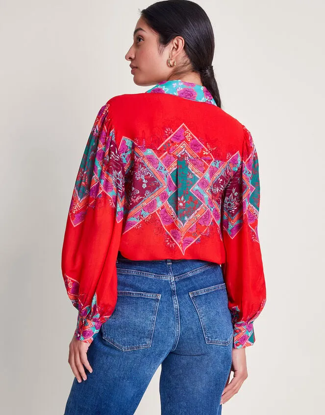 Women Tiffany Print Blouse Red Monsoon Occasionwear