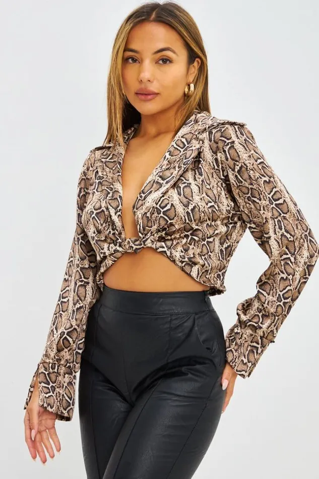 Women Top Court Nou Imprim Python Beige Beige Brentiny Paris Top And Tank Tops