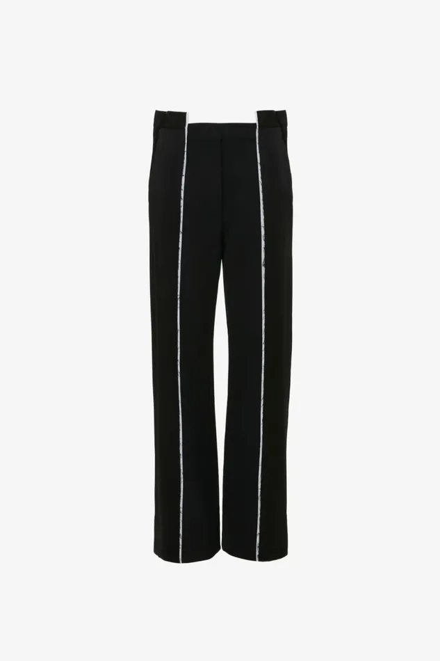Women Trousers Victoria Beckham Straight Leg Deconstructed Trouser In Black