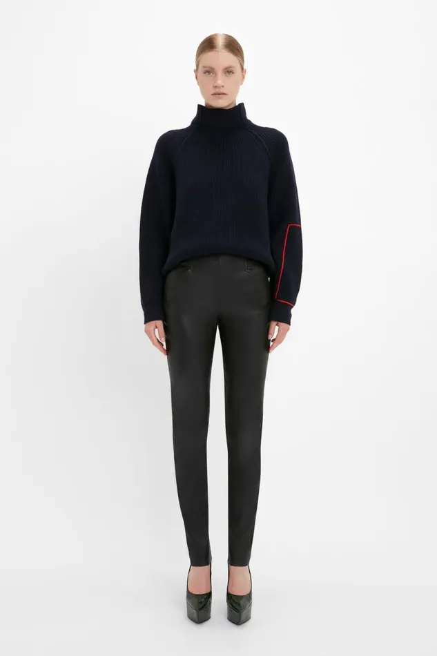 Women Trousers Victoria Beckham Stretch Leather Legging In Black