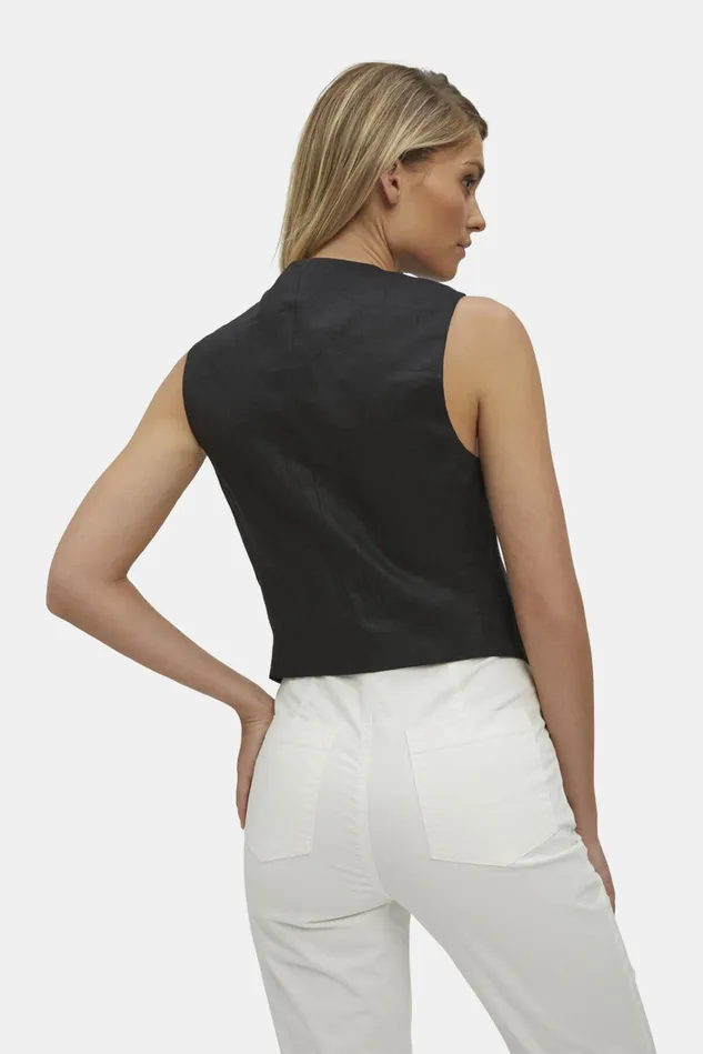 Women Vests Bardot Iris Linen Vest In Black Black Women Vests Bardot Iris Linen Vest In Black Black