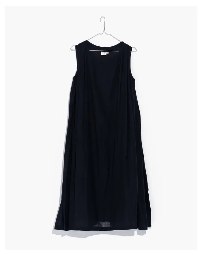 Women World Of Crow Organic Cotton Pleated Dress In Ink Black Black Madewell Dresses