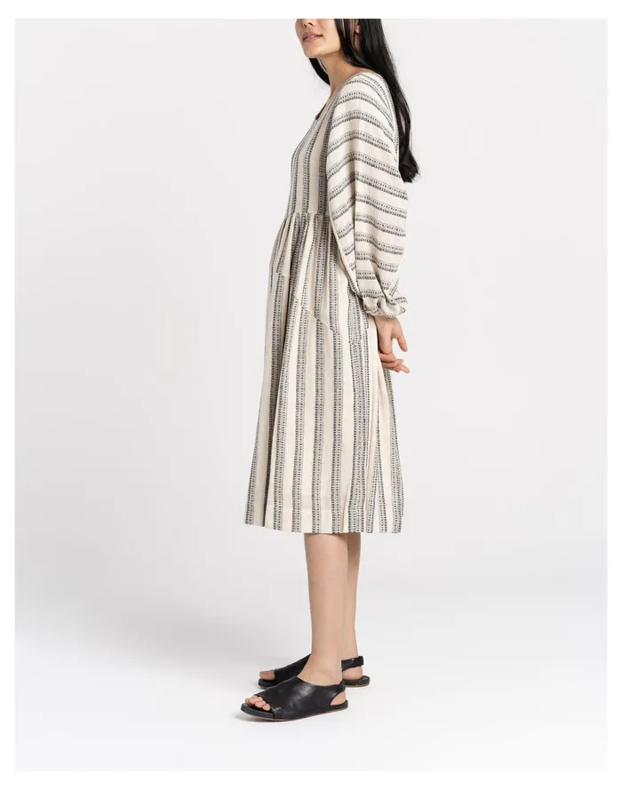 Women World Of Crow Striped Cotton Textured Dress White Madewell Dresses