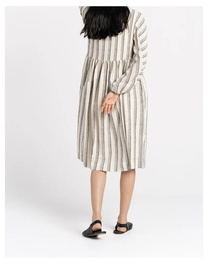 Women World Of Crow Striped Cotton Textured Dress White Madewell Dresses