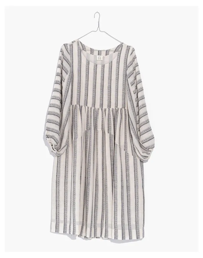 Women World Of Crow Striped Cotton Textured Dress White Madewell Dresses