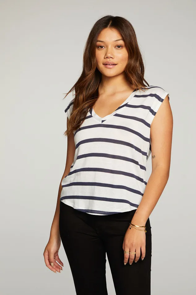 Womens Cloud Jersey Cap Sleeve Muscle Tee Tops Chaser Brand