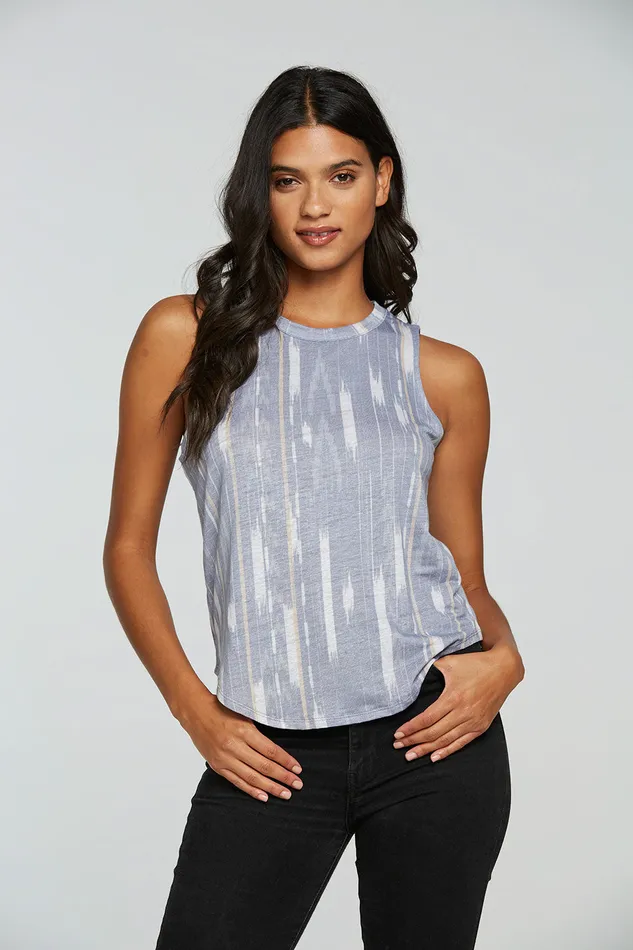 Womens Tops Chaser Brand Linen Jersey Shirttail Muscle