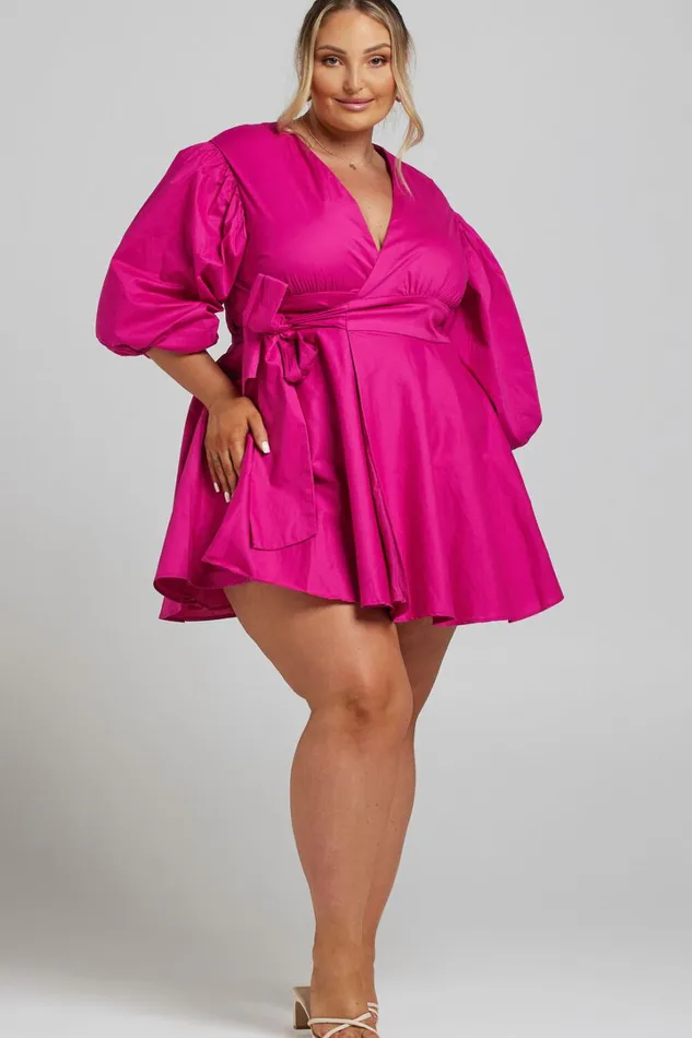 Zyla Mini Dress 8211 Puff Sleeve Wrap Dress In Berry Women Showpo Curve Clothes