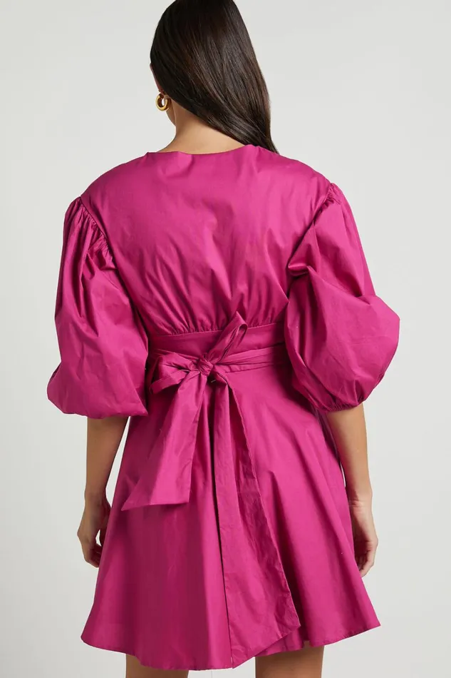 Zyla Mini Dress 8211 Puff Sleeve Wrap Dress In Berry Women Showpo Curve Clothes